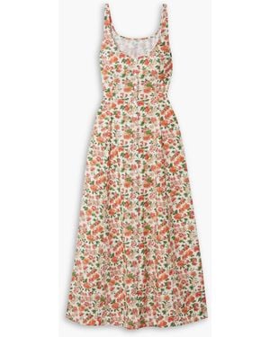 Doen Lantana Floral-print Organic Cotton-poplin Midi Dress - Natural