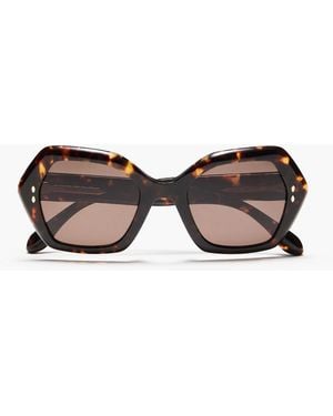 Isabel Marant Hexagon-frame Tortoiseshell-print Acetate Sunglasses - Brown