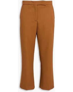 Tory Burch Wool-Twill Straight-Leg Trousers - Brown