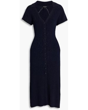 Rag & Bone Esme Ribbed-Knit Midi Shirt Dress - Blue