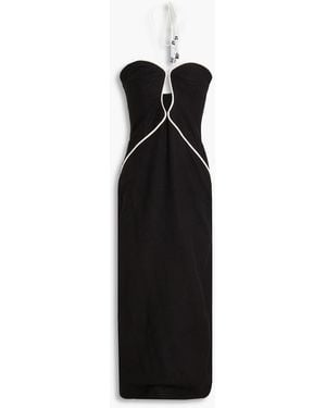 FARM Rio Cutout Linen-blend Halterneck Midi Dress - Black