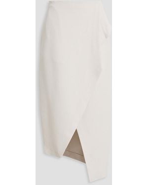 IRO Jelena Wrap-effect Grain De Poudre Midi Skirt - White