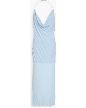 Bec & Bridge Lexie Open-Back Crystal-Embellished Stretch-Knit Maxi Dress - Blue