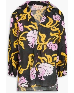 Marni Printed Cotton-voile Blouse - Grey