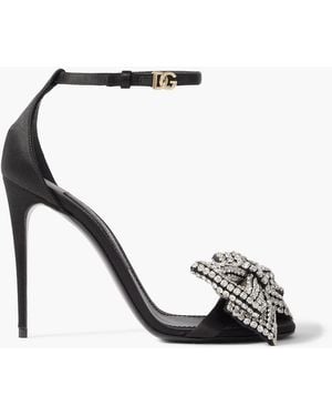 Dolce & Gabbana Crystal-Embellished Satin Pumps - Black
