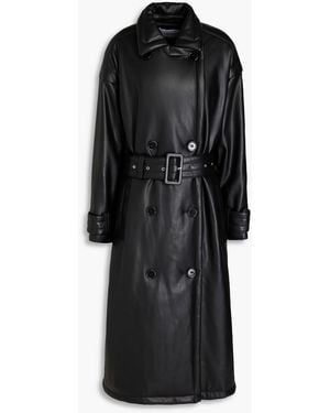 Stand Studio Faux Leather Trench Coat - Black