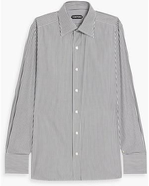 Tom Ford Striped Cotton, Modal And Silk-Blend Shirt - Gray