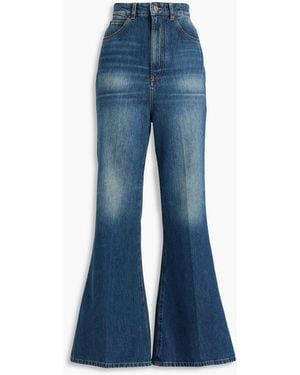 Victoria Beckham Faded High-rise Flared Jeans - Blue