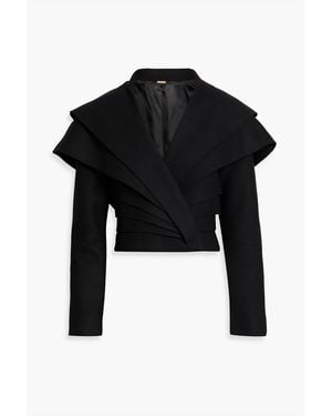 Cult Gaia Sadia Pleated Wool-Blend Jacket - Black