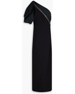 Safiyaa One-Sleeve Embellished Crepe And Faille Gown - Black