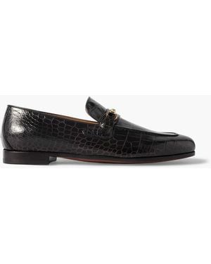 Tom Ford Gigi Embellished Croc-Effect Leather Loafers - Black