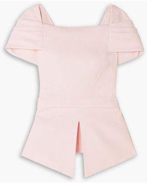 Safiyaa Taiya Draped Crepe Peplum Top - Pink