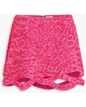 Aje. New Catara Cutout Sequined Cotton-blend Mini Skirt - Pink