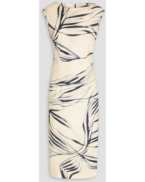 Gentry Portofino Bedrucktes midikleid aus baumwollpopeline - Natur
