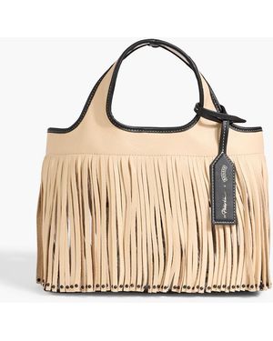 3.1 Phillip Lim Baileys Bead-Embellished Fringed Pebbled-Leather And Pvc Tote - Natural