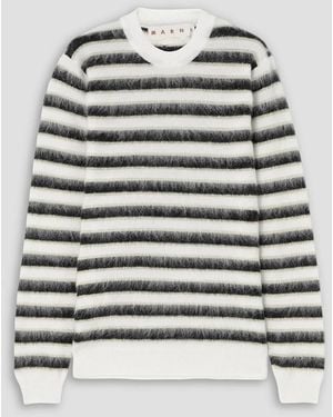 Marni Striped Brushed Wool Jumper - Grey