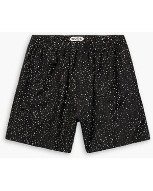 Bode Straight-Leg Glittered Polka-Dot Faille Shorts - Black