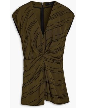 Proenza Schouler Stella Gathered Twill Top - Green