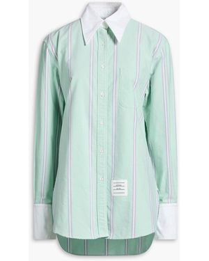 Thom Browne Striped Cotton-Piqué Shirt - Green
