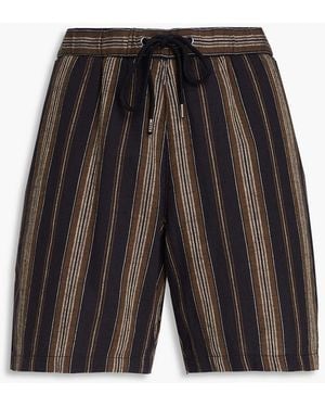 James Perse Striped Cotton, Linen And Ramie-Blend Shorts - Grey