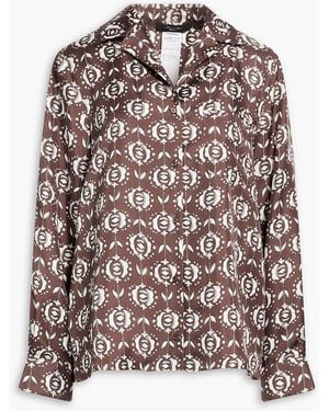 Max Mara Printed Silk-twill Shirt - Brown