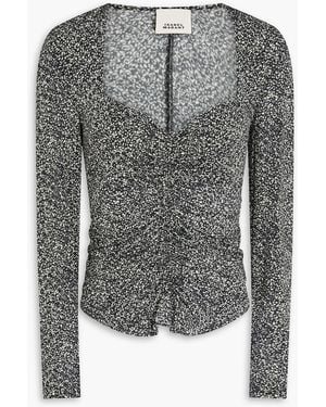 Isabel Marant Juny Ruched Printed Jersey Top - Grey