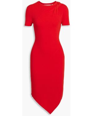 Helmut Lang Asymmetric Twisted Ribbed-knit Dress - Red