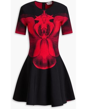 McQueen Floral-Print Ponte Mini Dress - Red