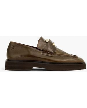 Rejina Pyo Doughnut Embellished Leather Loafers - Brown