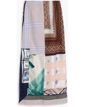 Conner Ives Reconstituted Printed Silk-Blend Pencil Skirt - White