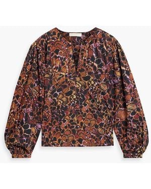 Ulla Johnson Llara Printed Cotton-Poplin Top - Brown