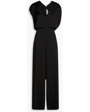 Victoria Beckham Satin-Crepe Wide-Leg Jumpsuit - Black