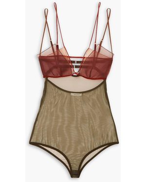 Nensi Dojaka Cutout Tulle And Organza Bodysuit - Brown