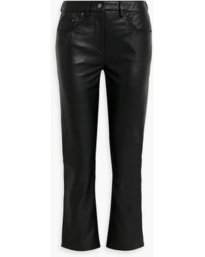 Muubaa Cropped Leather Straight-leg Pants - Black