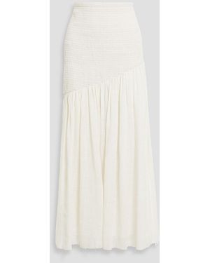 Gabriela Hearst Maxwell Shirred Linen And Silk-blend Gauze Midi Skirt - White