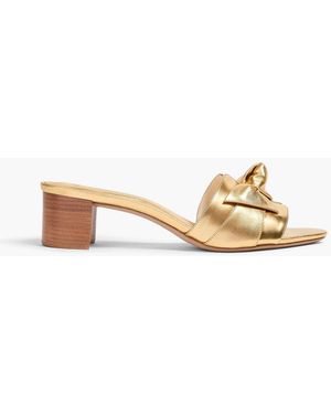 Alexandre Birman Clarita Knotted And Mirrored-leather Mules - Metallic