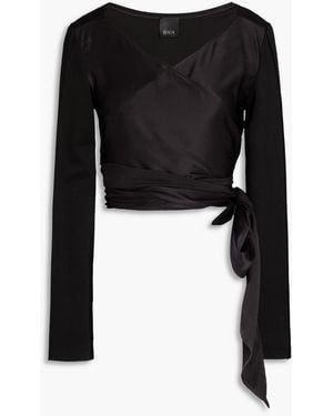 Bevza Wickeloberteil aus satin und stretch-strick - Schwarz