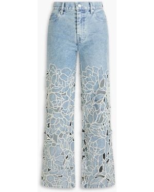 Jonathan Simkhai Betty Embroidered High-Rise Straight-Leg Jeans - Blue