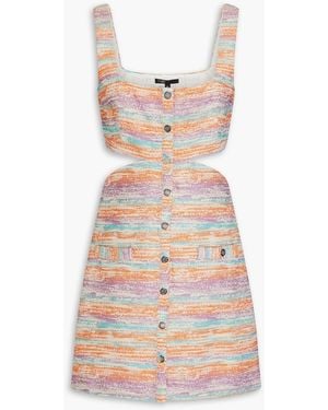Maje Cutout Metallic Tweed Mini Dress - Orange