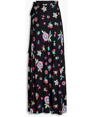 Diane von Furstenberg Krisa Floral-print Crepe De Chine Maxi Wrap Skirt - Black