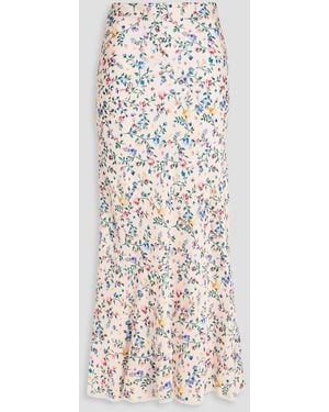 Rabanne Lace-Trimmed Floral-Print Twill Maxi Skirt - White