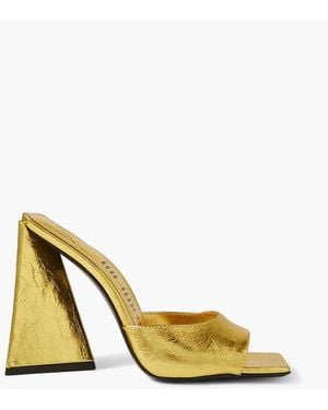 The Attico Devon Crinkled-leather Mules - Yellow