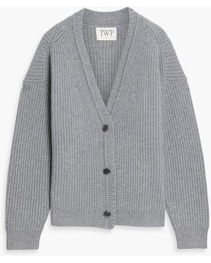 Twp Ribbed Cashmere Cardigan - Gray