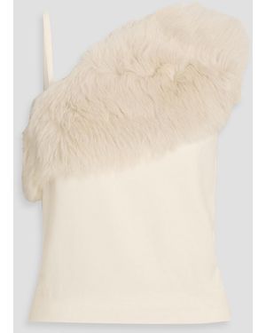 TOTEME Shearling-Trimmed Cady Top - Natural