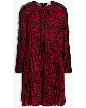 RED Valentino Leopard-print Crepe Mini Dress - Red