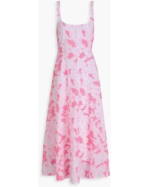 Three Graces London Midikleid "ada" aus baumwollmusselin mit stickereien - Pink