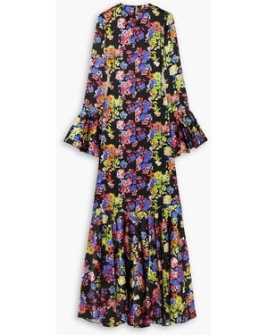 Caroline Constas Allonia robe aus stretch-seide mit blumenprint - Weiß