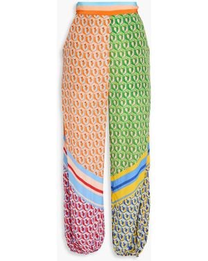 FARM Rio Printed Crepe De Chine Tapered Pants - Green