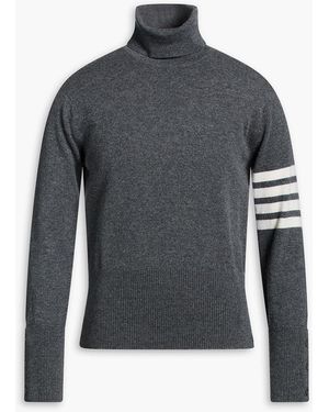 Thom Browne Striped Cashmere Turtleneck Jumper - Grey