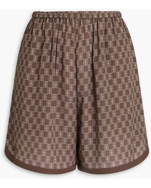 By Malene Birger Sioni Printed Crepe De Chine Shorts - Brown